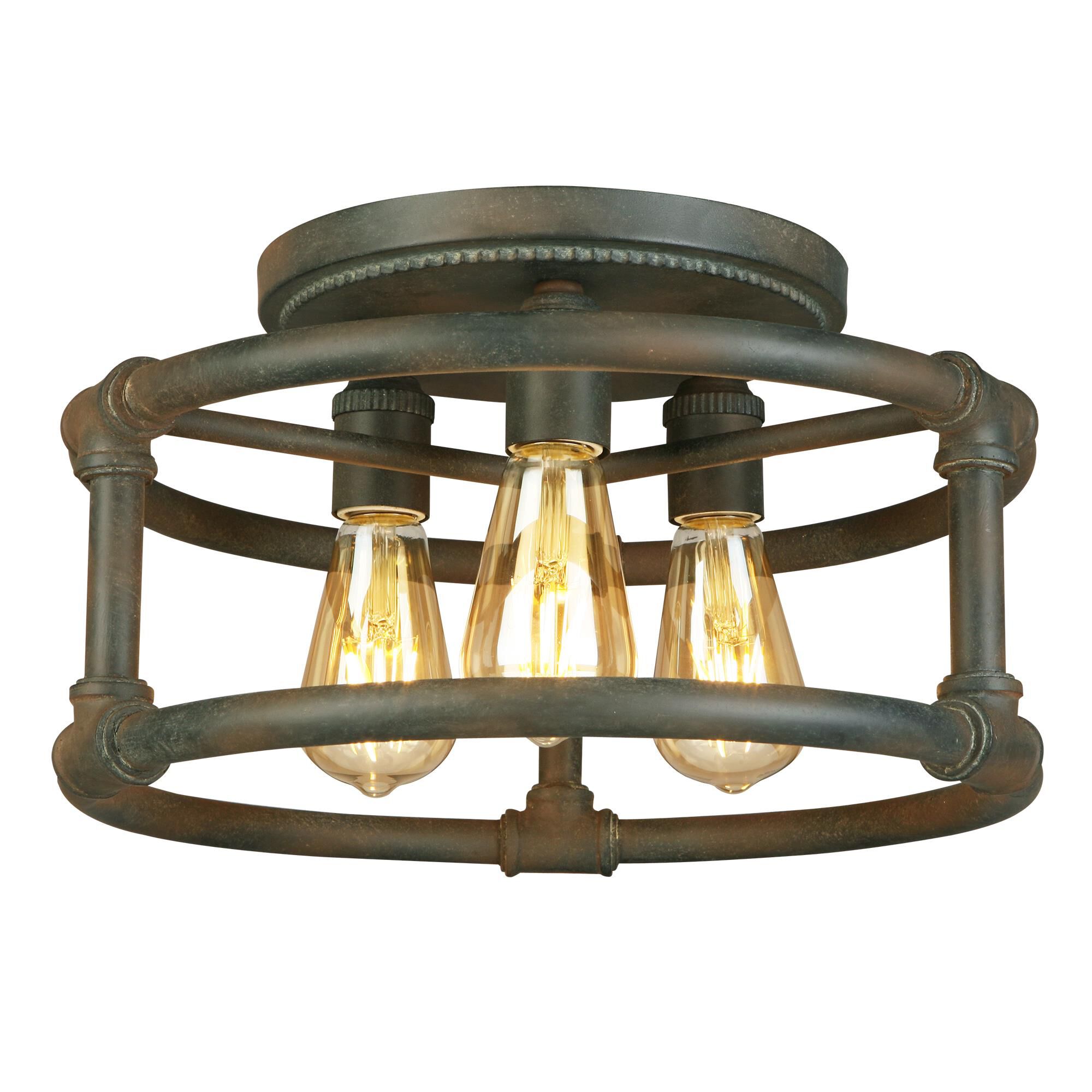 Eglo Wymer 15 Inch 3 Light Semi Flush Mount by Eglo Lighting
